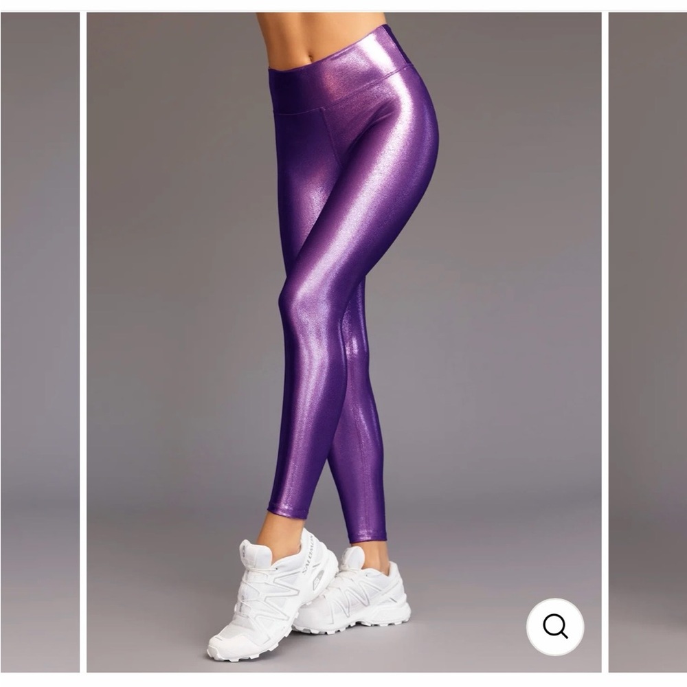 Heroine Sport Marvel Shiny Metallic Purple Pink Leggings Large